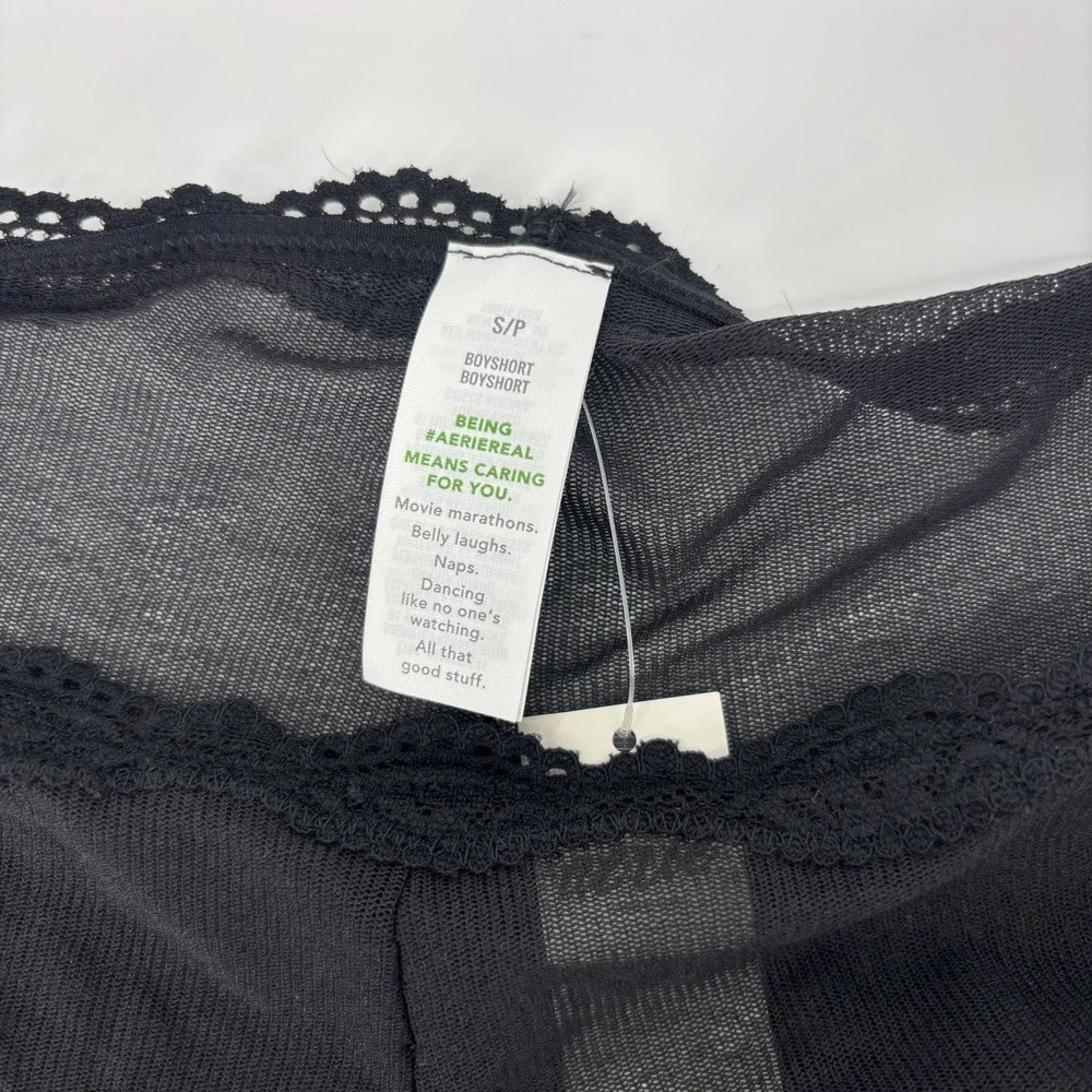 Aerie Black Mesh‎ Cheeky Panties Size Small Boyshort New With Tags
